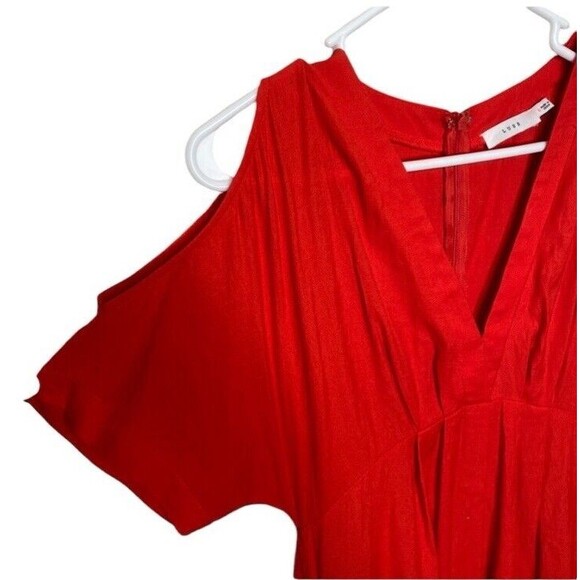 Lush V Neck  Red Short Cold Shoulder Dress Pockets Size Small Womens - Picture 2 of 7